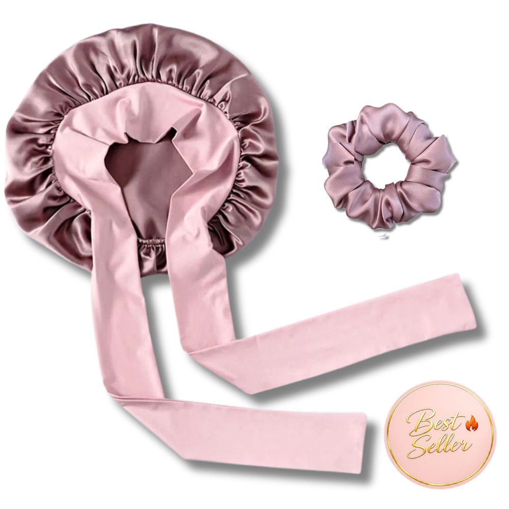 LuxeTie Adjustable Satin Sleep Bonnet