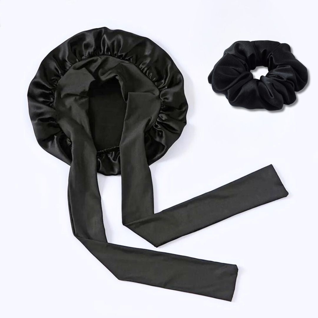 LuxeTie Adjustable Satin Sleep Bonnet