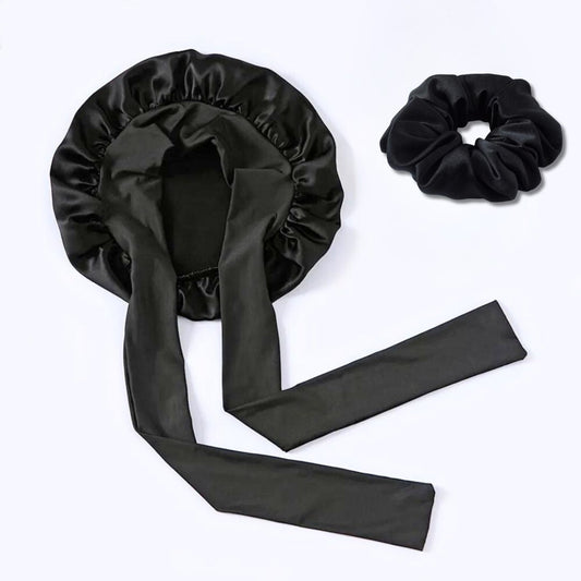 LuxeTie Adjustable Satin Sleep Bonnet