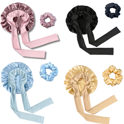 LuxeTie Adjustable Satin Sleep Bonnet