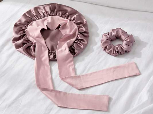 LuxeTie Adjustable Satin Sleep Bonnet