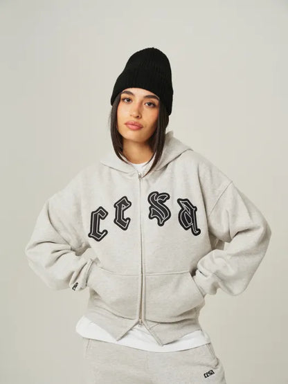 DOUBLE ZIPPER "GREY-MELANGE"